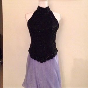 Papell Boutique beaded with shimmer sleeveless evening wear top; sz S